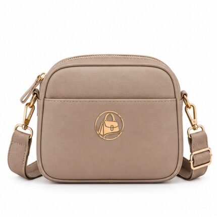 Jimzee Taupe Vegan Leather Sling Bag